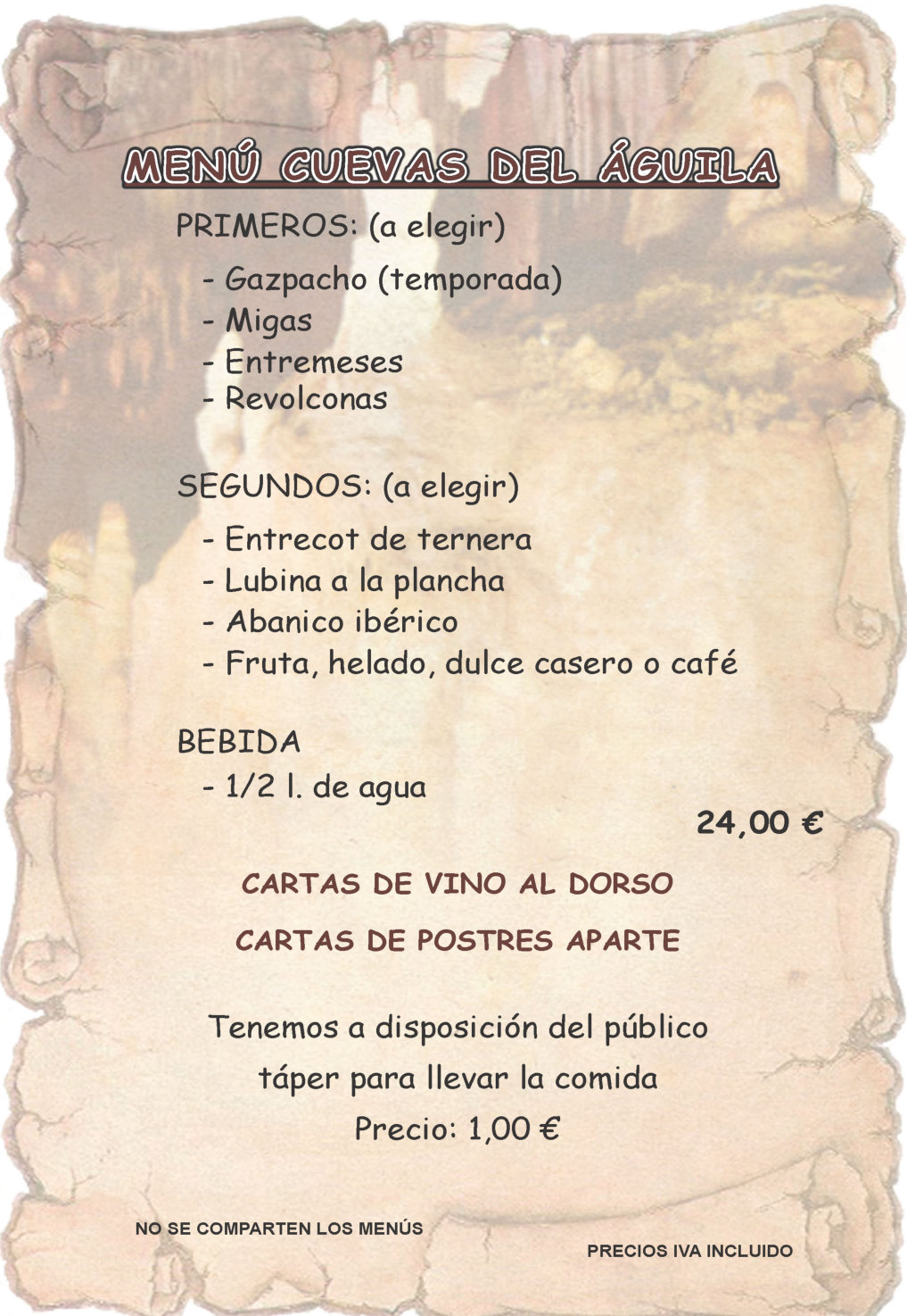 Menú Cuevas del Águila